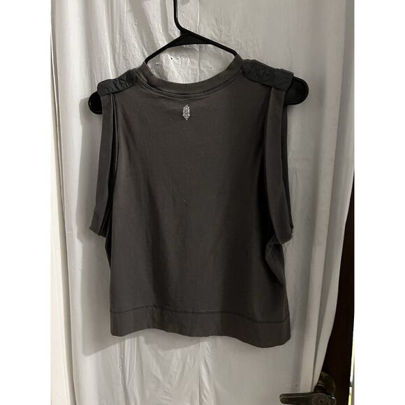 Free People Movement Gray Cropped Muscle Tee Sz Xs - Picture 2 of 8